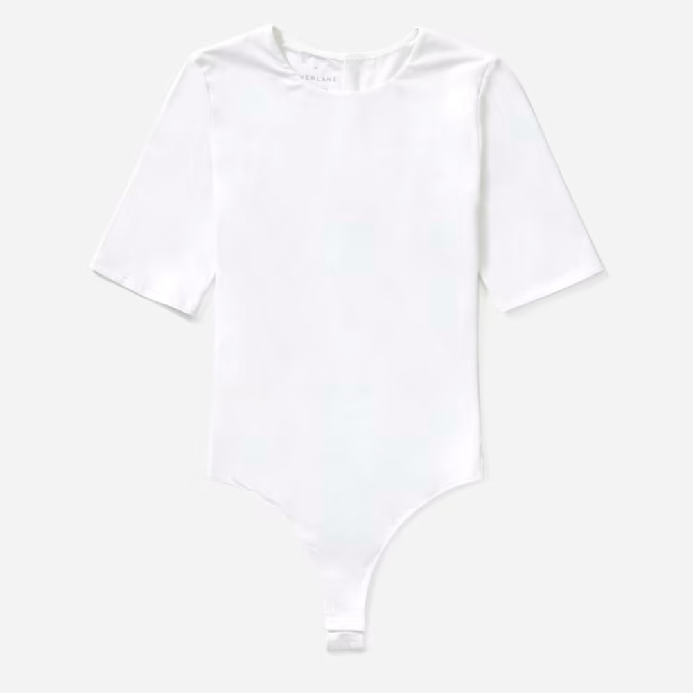 NWT Everlane white crew neck short sleeve thong bodysuit